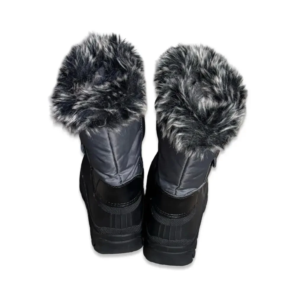 Dream Pairs Kids Waterproof Snow Boots Grey Black Faux Fur Lined Winter‎ US 1